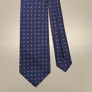 BVLGARI Navy Red Polka Dot Silk Tie